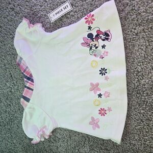 Disney Pink and White Minnie Mouse Short Sleeve Tee